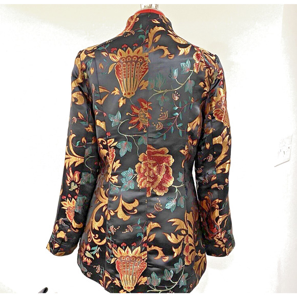 Soft Surroundings Moon Dynasty Dressy Jacket Blazer Size M Black Multi Brocade - Picture 5 of 10